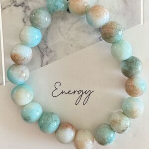 Energy Blue and Brown Beaded Bracelet